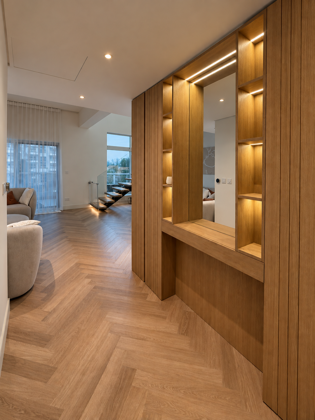 Entrance with joinery and millwork detail