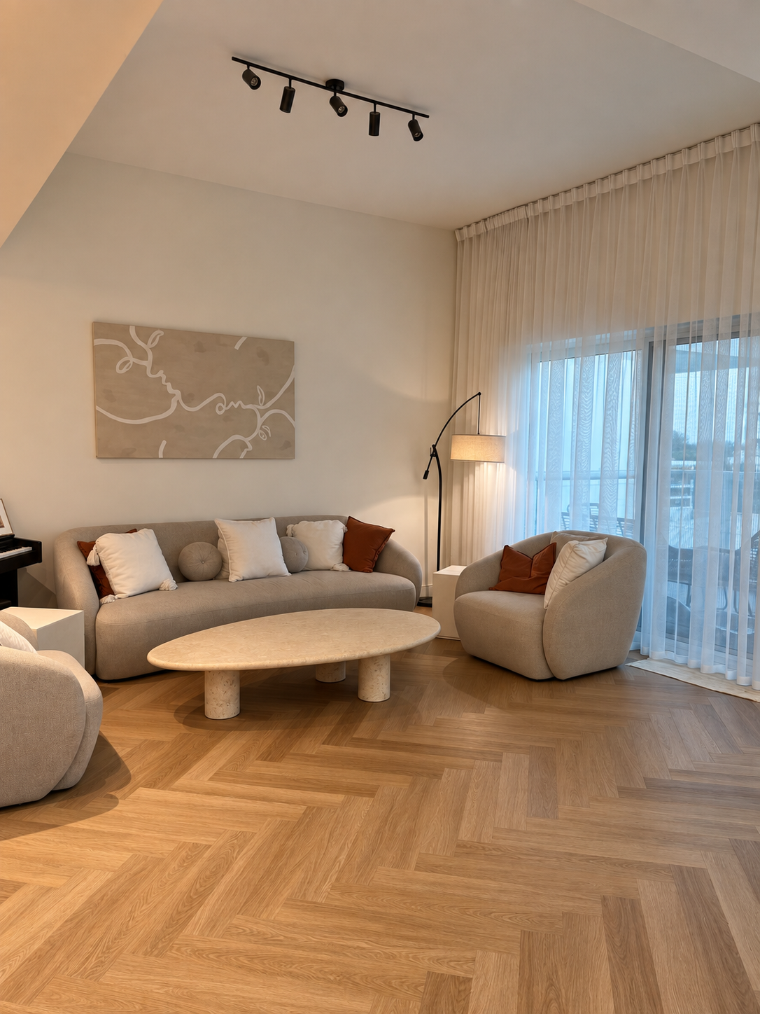 Modern living room interior with contemporary furnishings